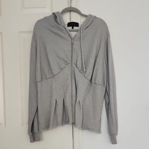 Kendall + Kylie Gray Boxy Relaxed Fit Zip Up Sweatshirt Size 22